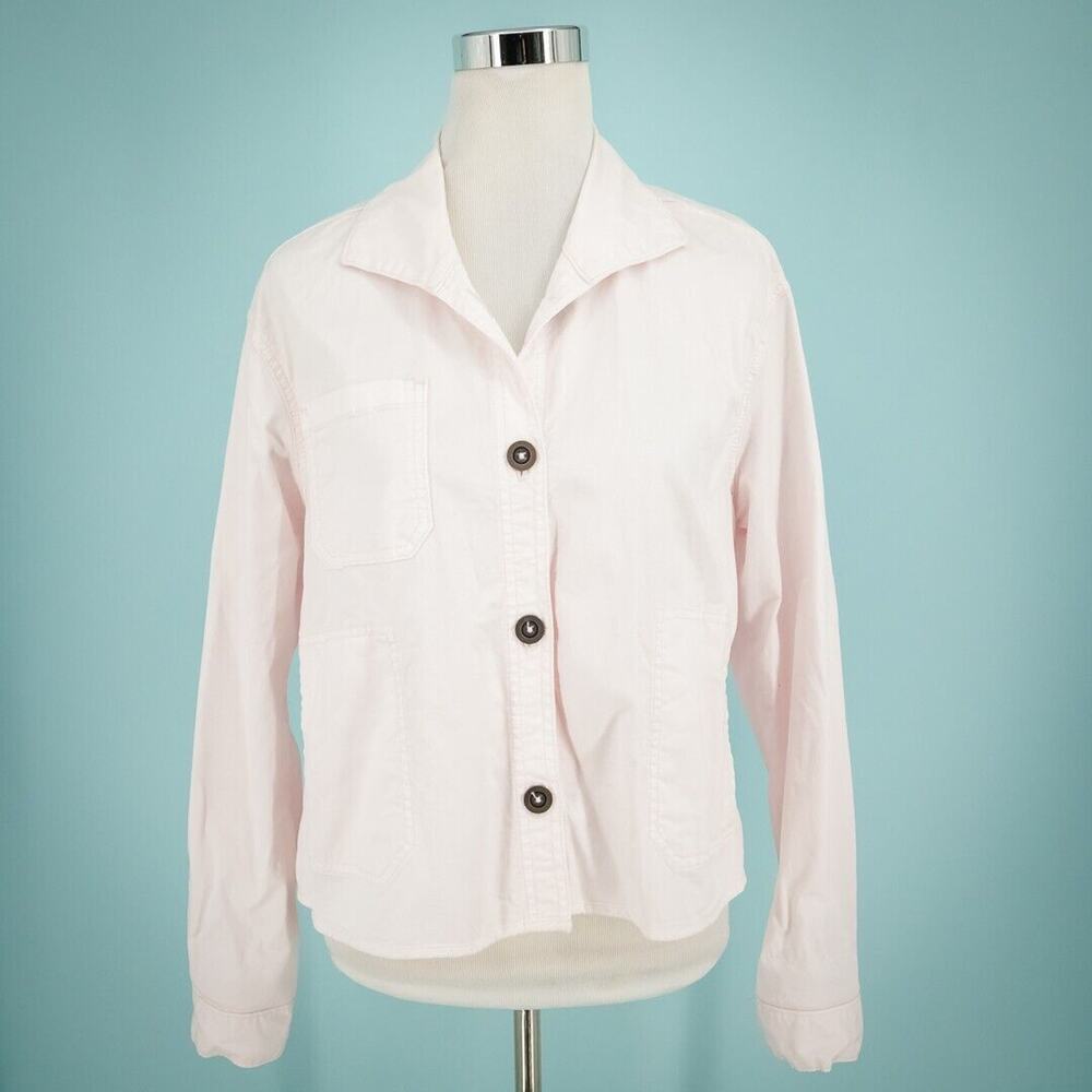 by Anthropologie Size Medium M Pink Chino Swing A Line Button Crop Cotton Jacket